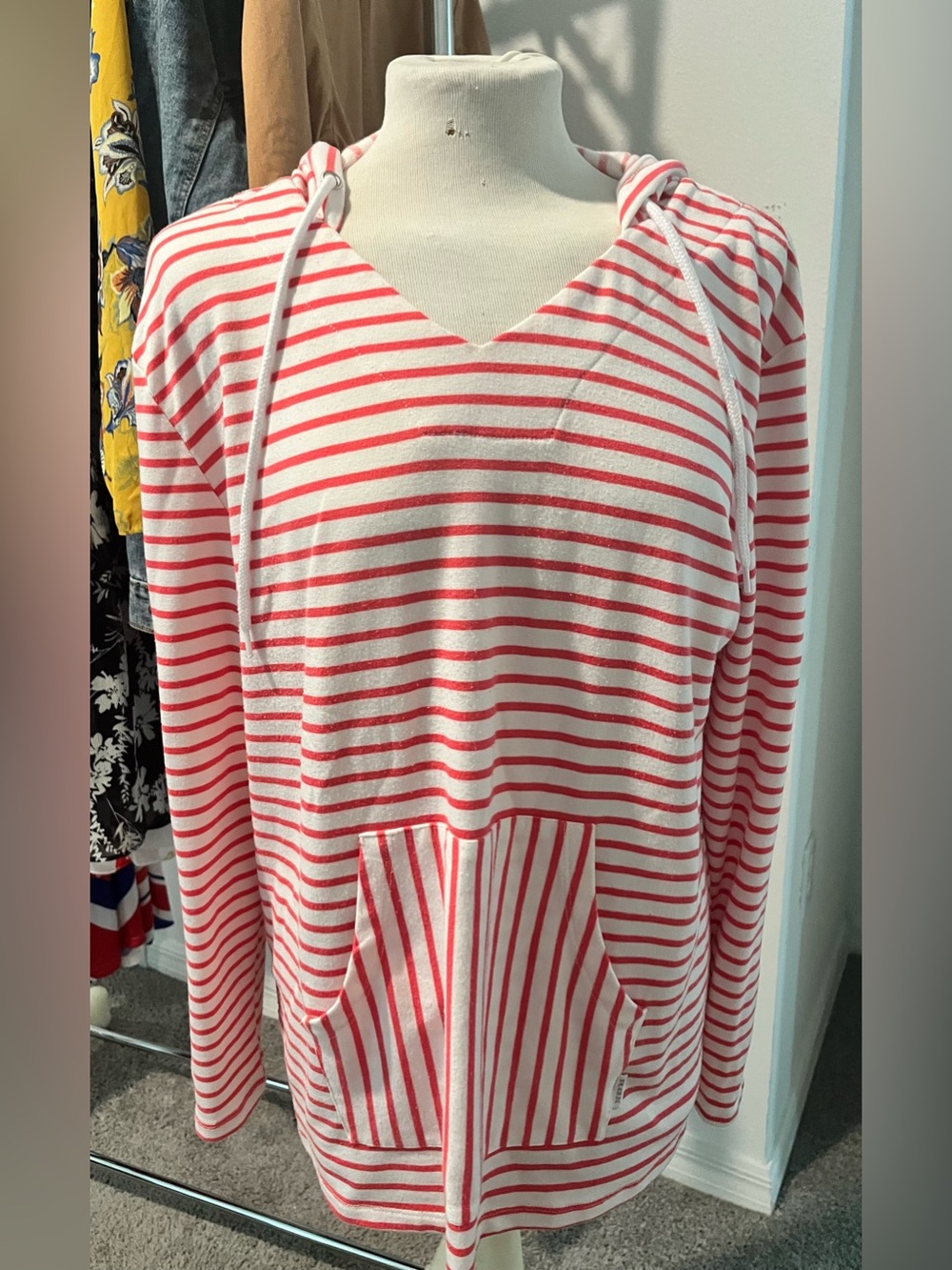 RBX Pink and White Striped Hooded Pullover